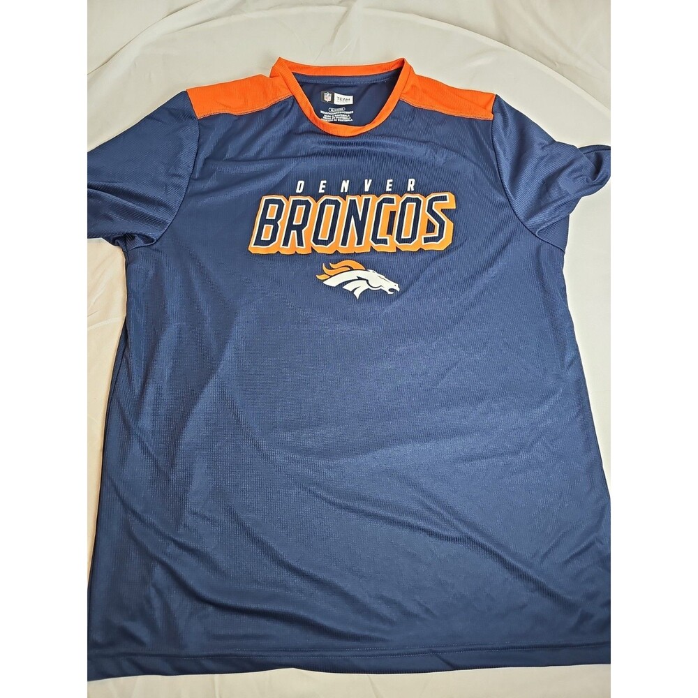 Denver Broncos NFL Team Apparel Men's XL Performance T-Shirt Blue Orange